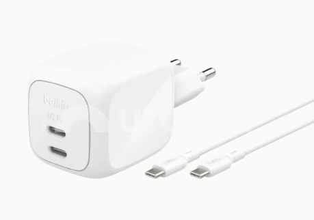 BELKIN Chargeur Secteur 67W 2 Ports USB-C + Câble USB-C vers USB-C 2m (Blanc)