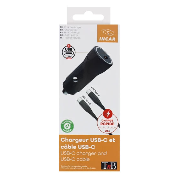 Chargeur allume-cigares 1XType-C power delivery 20W + cable Type-C