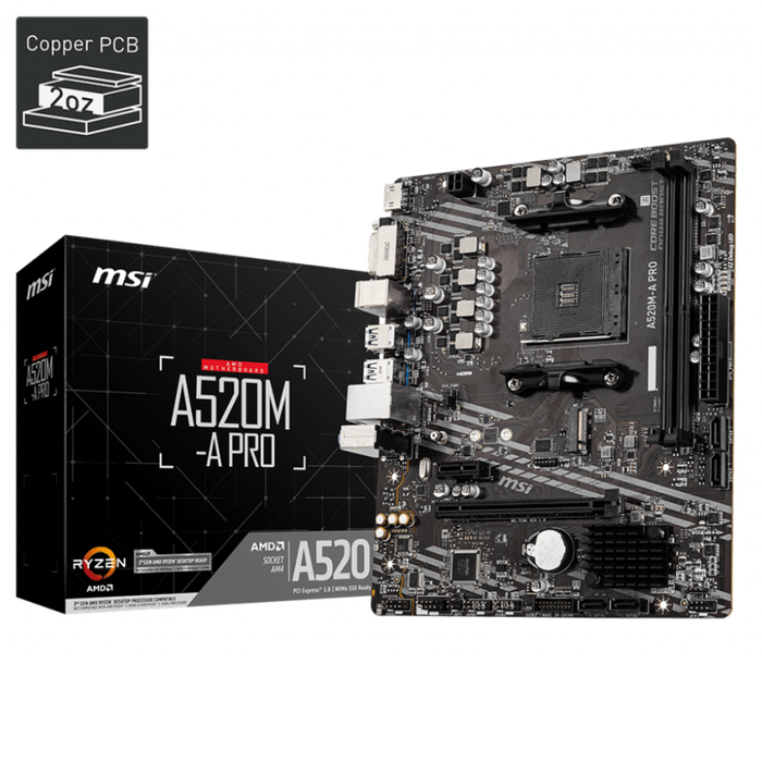 MSI A520M-A PRO (AMD A520,AM4,DDR4,PCI-E,MICRO-ATX)