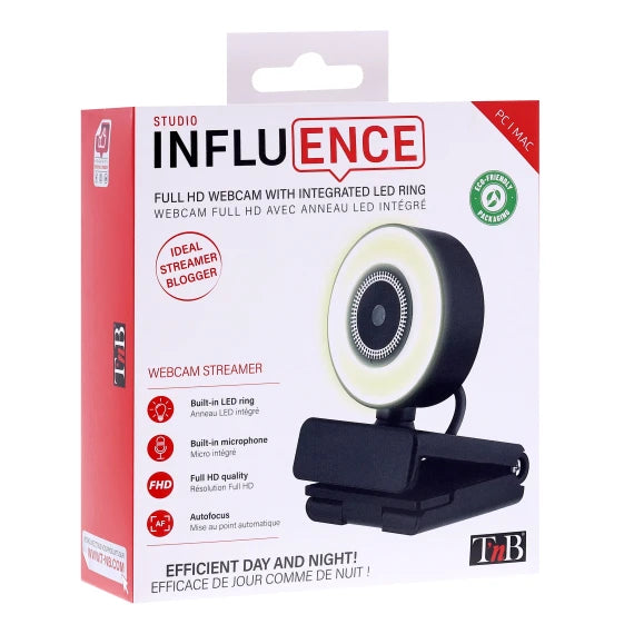 Webcam streamer 1080 P avec anneau LED intégré - INFLUENCE — TECLAB